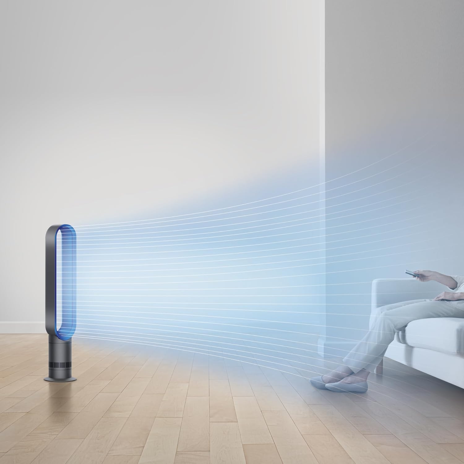 Dyson Cool AM07 Air Multiplier Bladeless Tower Fan, Iron/Blue image 4