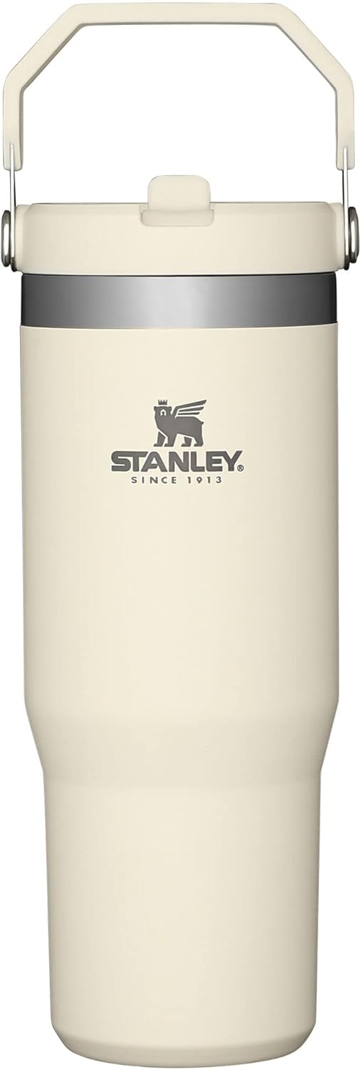 STANLEY IceFlow Stainless Steel Tumbler with Straw - Vacuum Insulated Water Bottle for Home, Office or Car - Reusable Cup with Straw Leak Resistant Flip - Cold for 12 Hours or Iced for 2 Days (Cream) image 1