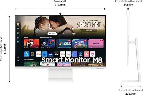 SAMSUNG 32-Inch M8 (M80D) Series 4K UHD Smart Monitor with Streaming TV, Speakers, HDR10+, AI Upscaling, USB-C, Ergonomic Stand, SlimFit Camera, Gaming Hub, LS32DM801UNXZA, 2024 image 4