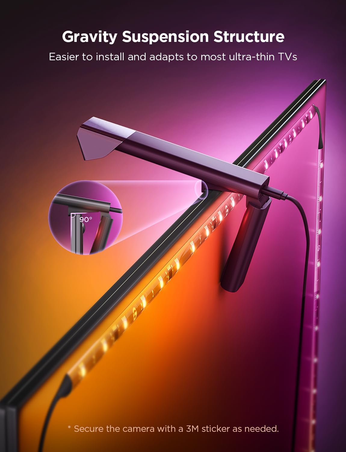 Govee TV Backlight 3 Lite with Fish-Eye Correction Function Sync to 55-65 Inch TVs, 11.8ft RGBICW Wi-Fi LED Strip Lights with Camera, 4 Colors in 1 Lamp Bead, Voice and APP Control, Adapter image 4