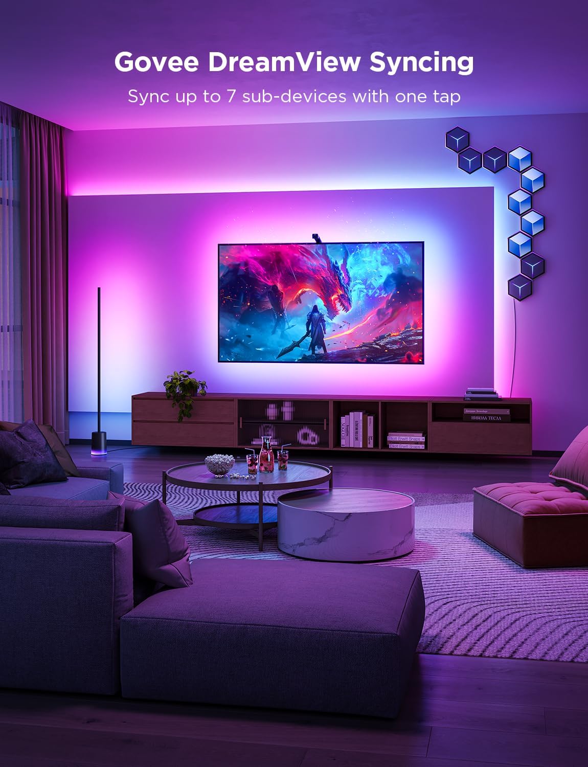 Govee TV Backlight 3 Lite with Fish-Eye Correction Function Sync to 55-65 Inch TVs, 11.8ft RGBICW Wi-Fi LED Strip Lights with Camera, 4 Colors in 1 Lamp Bead, Voice and APP Control, Adapter image 5