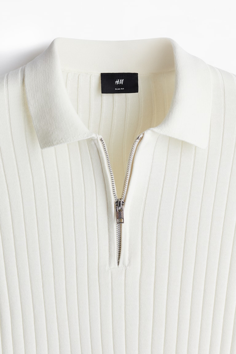 Slim-Fit Rib-Knit Polo Shirt image 5