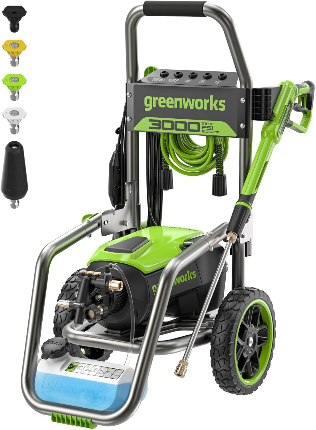 Greenworks Pro Brushless 3000 PSI (CSA Certified) 2.0 GPM Max / 1.1 GPM Electric Pressure Washer (Foldable Handles, Rugged Steel Frame, 25 FT Hose, 35 FT GFCI Power Cord) image 1