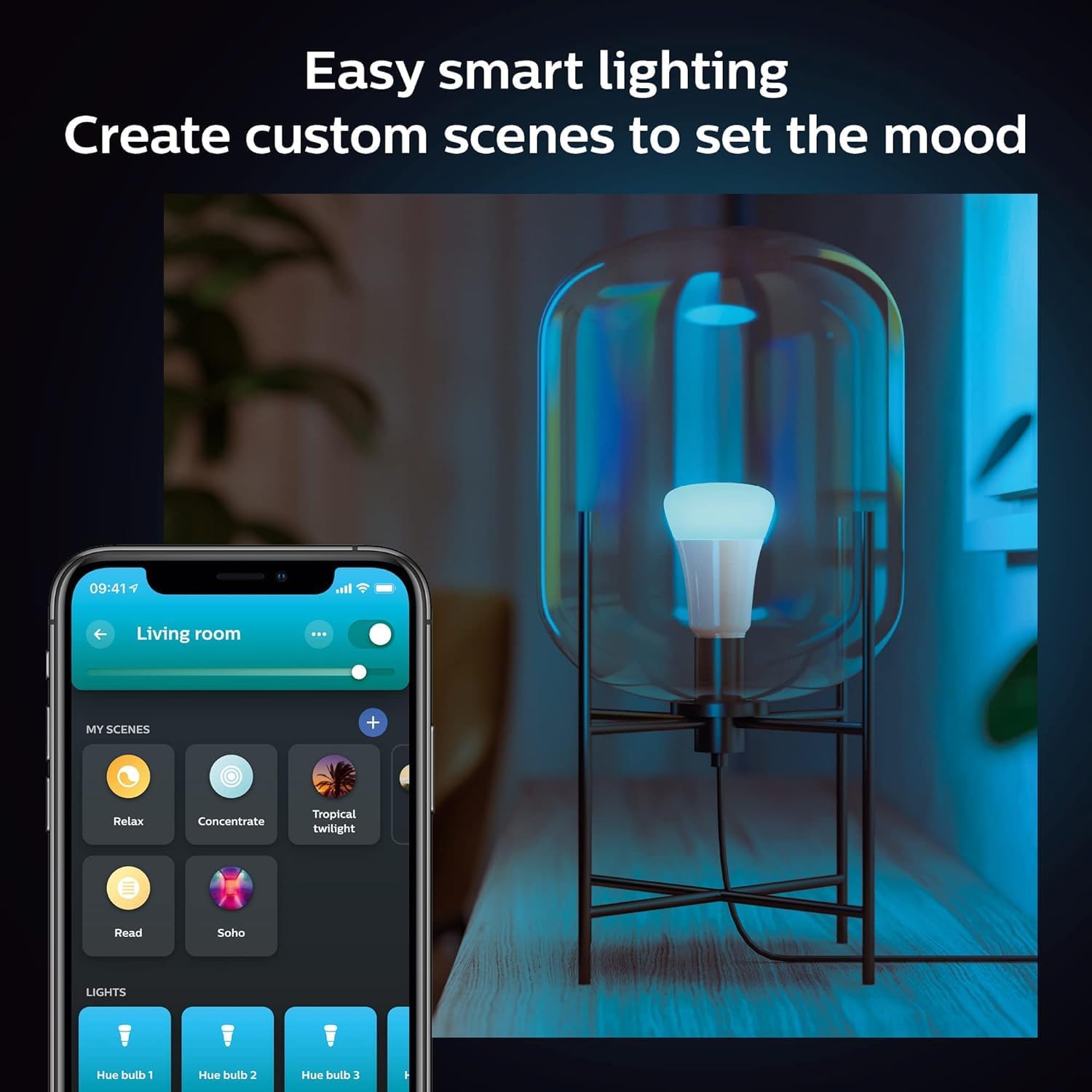 Philips Hue A19 LED Smart Light Bulb - White and Color Ambiance - 60W Indoor Light Bulb - Control with Hue App - Works with Alexa, Google Assistant and Apple Homekit - 3 Pack image 5