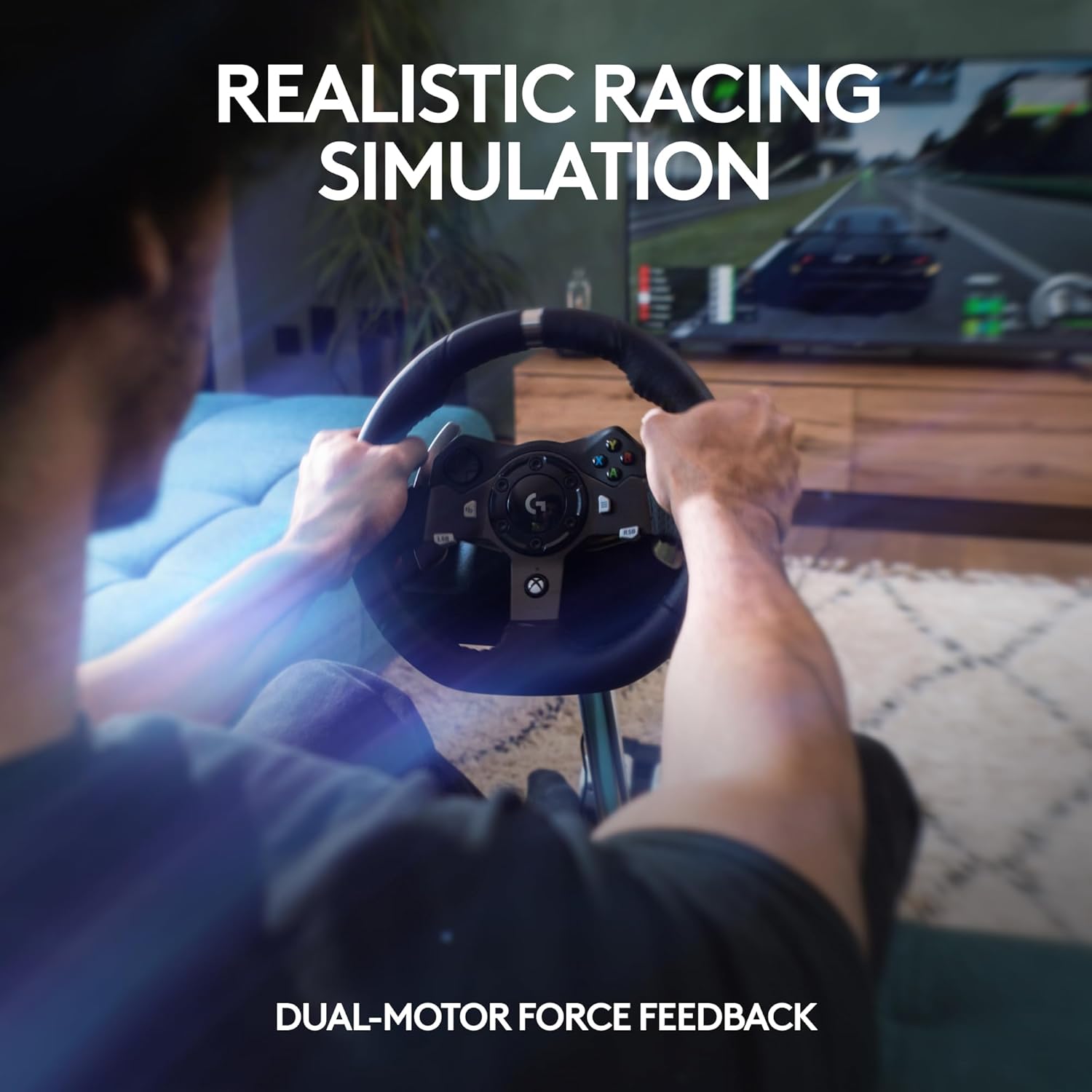 Logitech G920 Driving Force Racing Wheel and Floor Pedals, Real Force Feedback, Stainless Steel Paddle Shifters, Leather Steering Wheel Cover for Xbox Series X|S, Xbox One, PC, Mac - Black image 2