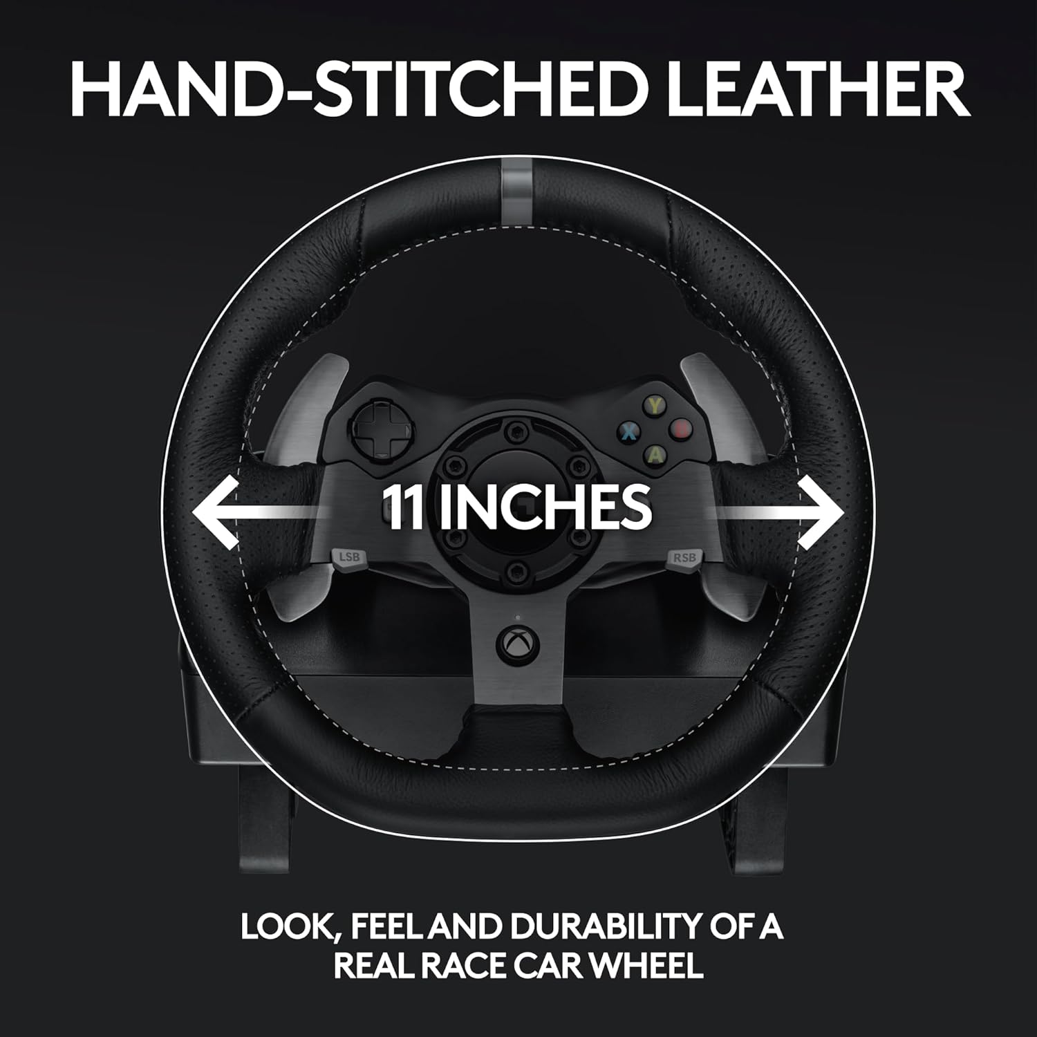 Logitech G920 Driving Force Racing Wheel and Floor Pedals, Real Force Feedback, Stainless Steel Paddle Shifters, Leather Steering Wheel Cover for Xbox Series X|S, Xbox One, PC, Mac - Black image 5