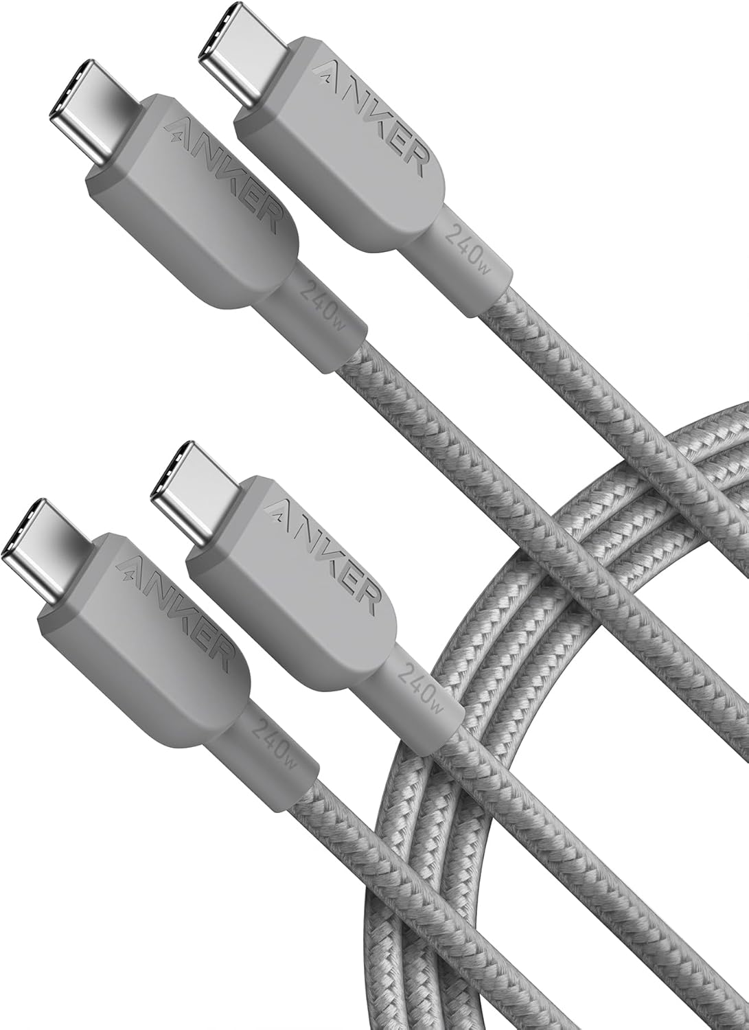 Anker USB C to USB C Cable (2Pack, 6FT),240W Type-C Fast Charging Cord for iPhone 16/15 Series,MacBook Pro 2020,iPad Air 4 and More (Grey) image 1
