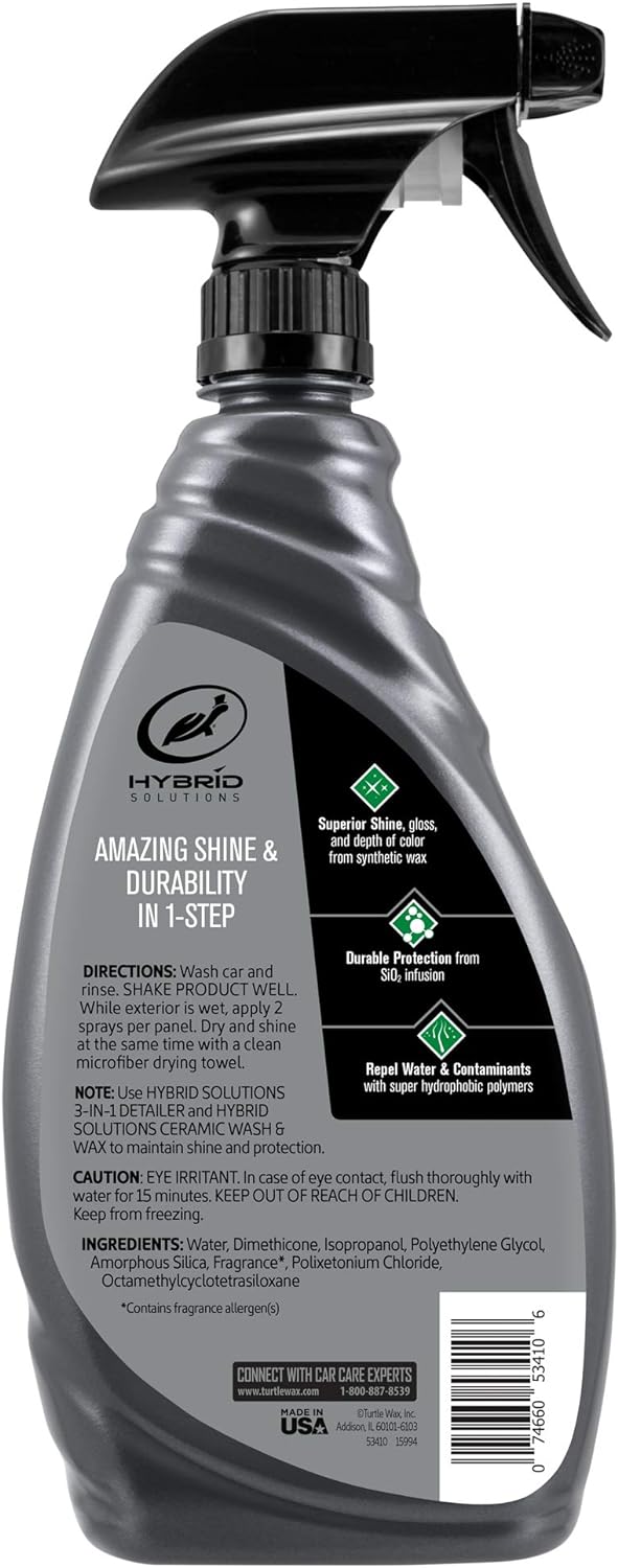 Turtle Wax 53410 Hybrid Solutions Ceramic Wet Wax, One Step Shine and Protection Solution, Extreme Water Beading, Keeps Vehicle Cleaner for Longer, No Streaks, 26 oz. (Pack of 1) image 2