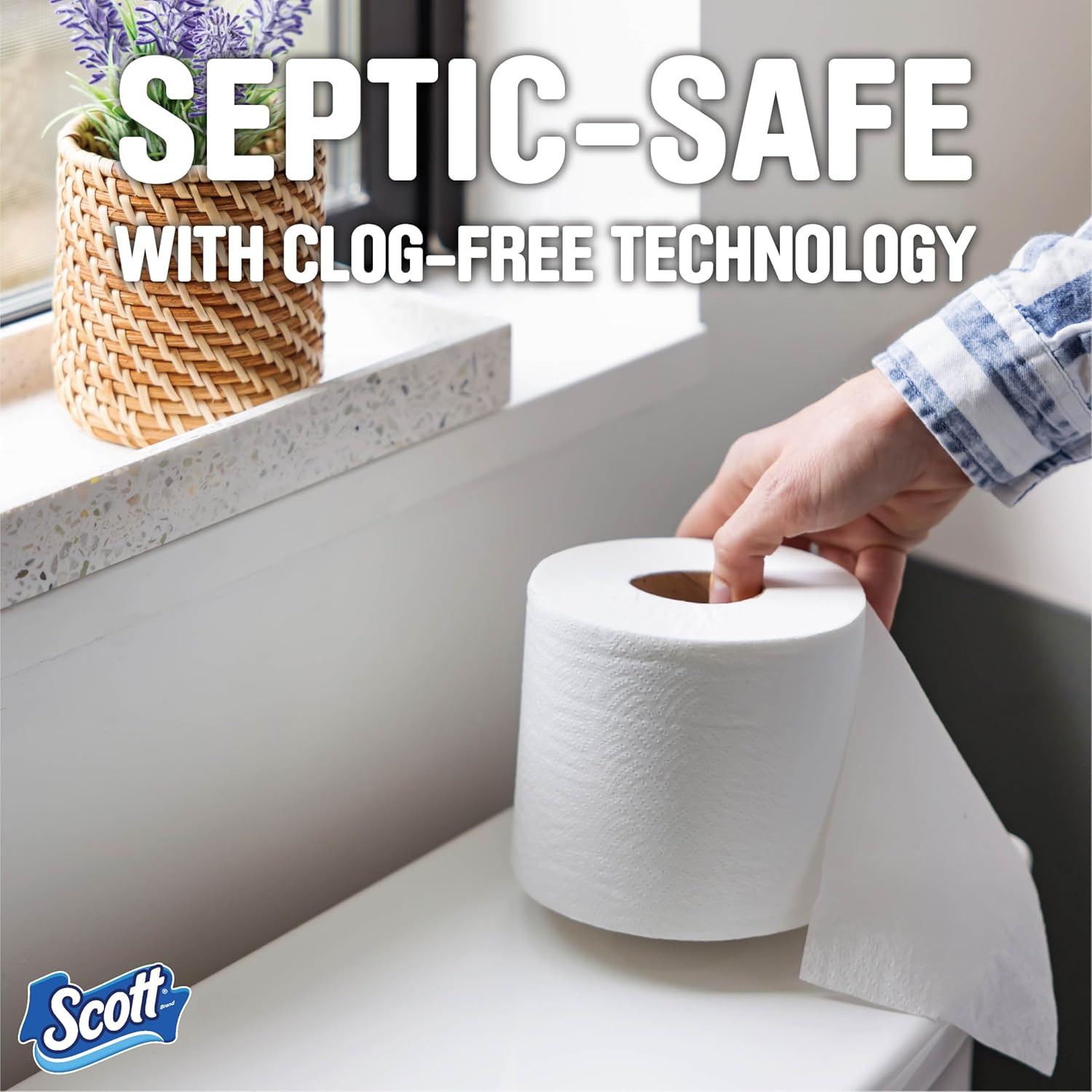 Scott 1000 Toilet Paper, 32 Rolls, Septic-Safe, 1-Ply Toilet Tissue image 5