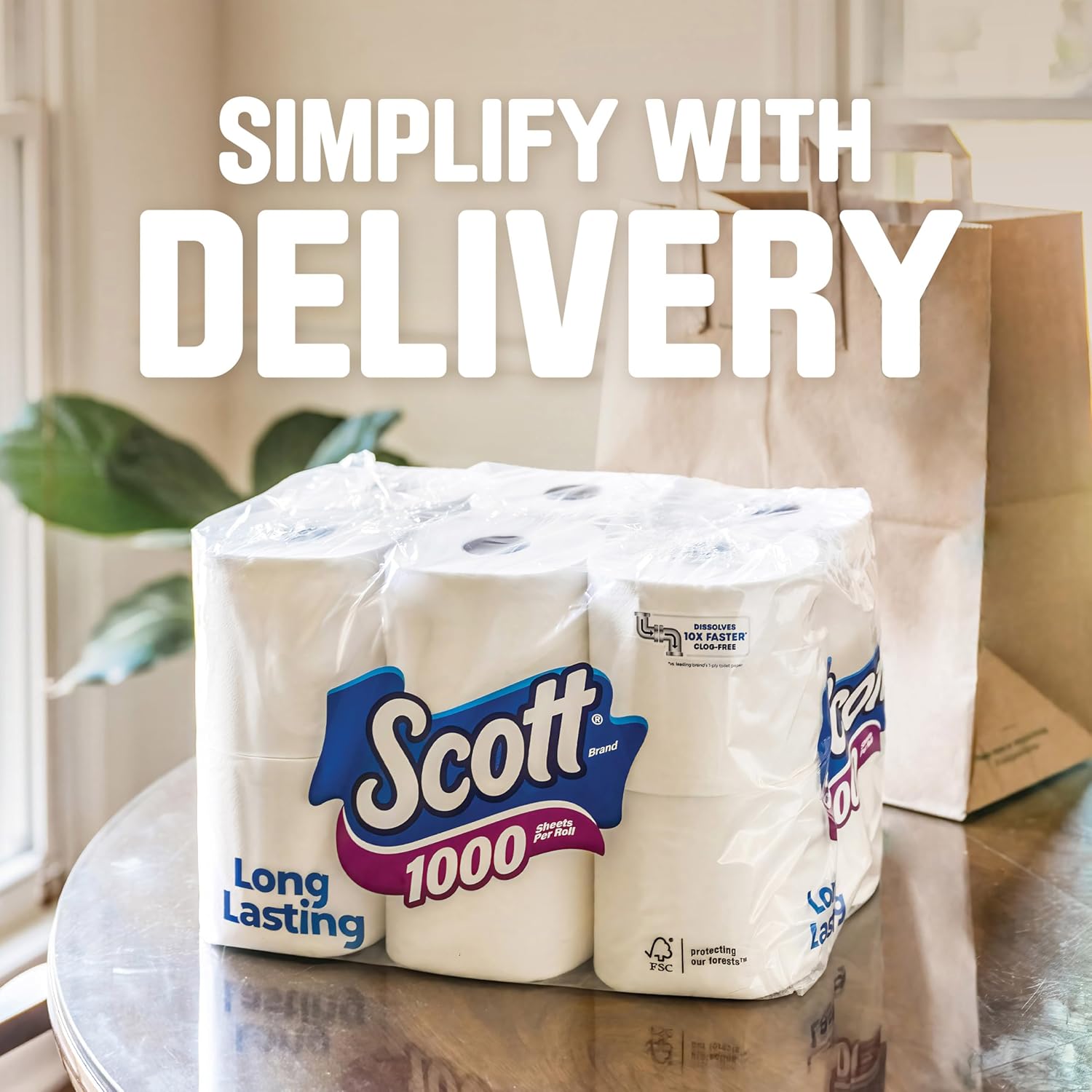 Scott 1000 Toilet Paper, 32 Rolls, Septic-Safe, 1-Ply Toilet Tissue image 7