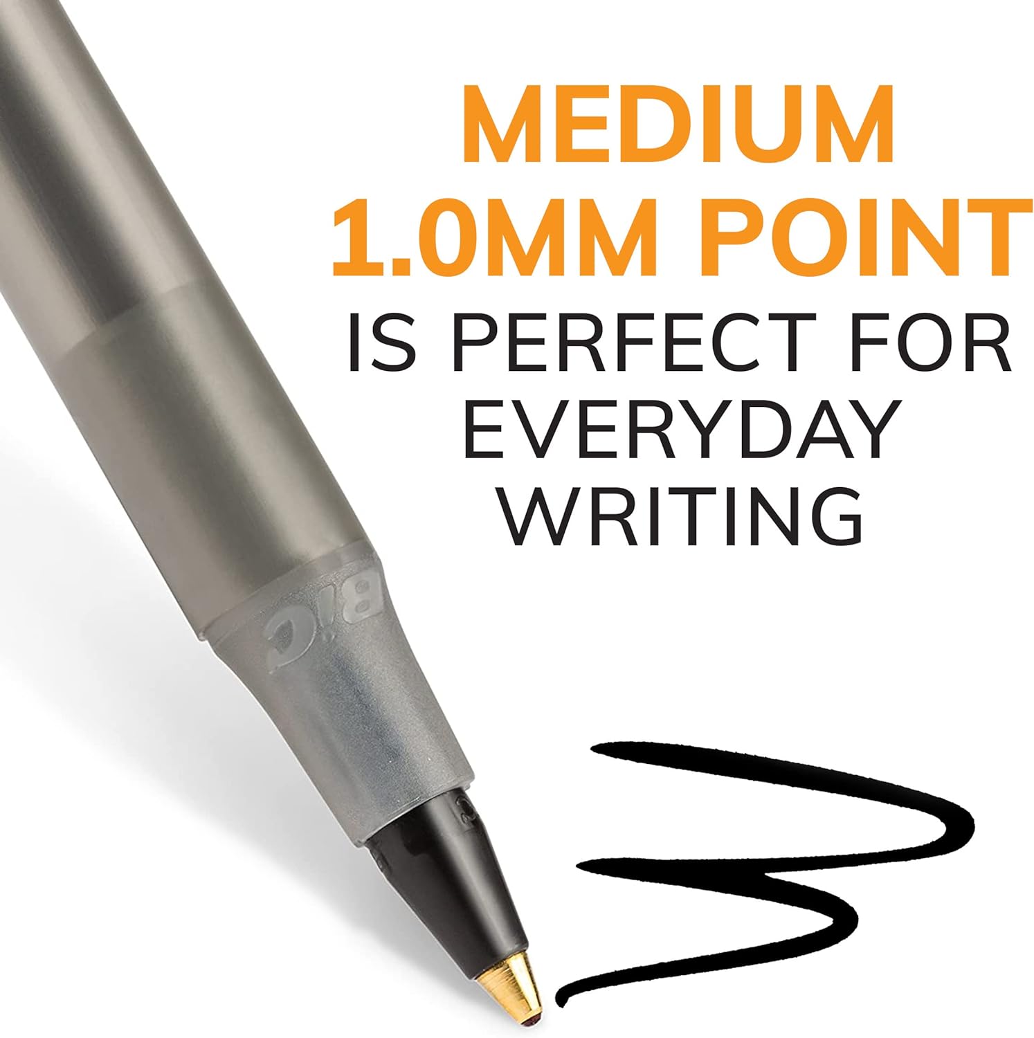BIC Round Stic Xtra Life Black Ballpoint Pens, Medium Point (1.0mm), 10-Count Pack of Bulk Pens, Flexible Round Barrel for Writing Comfort, No. 1 Selling Ballpoint Pens image 2