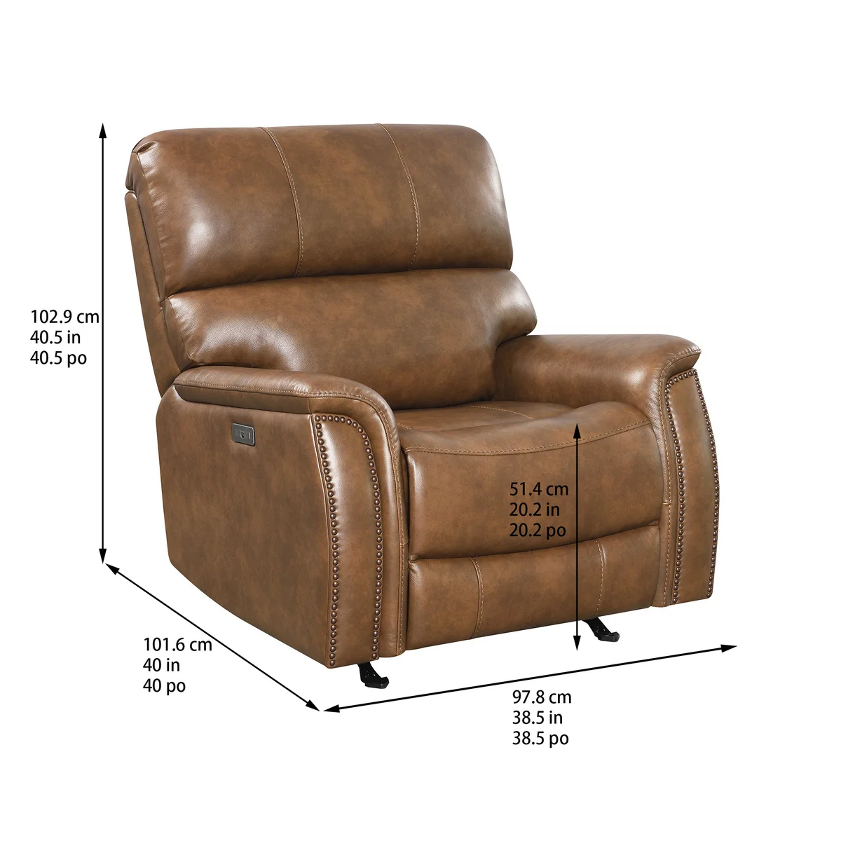 Barcalounger Presley Leather Power Rocker Recliner with Power Headrest image 3