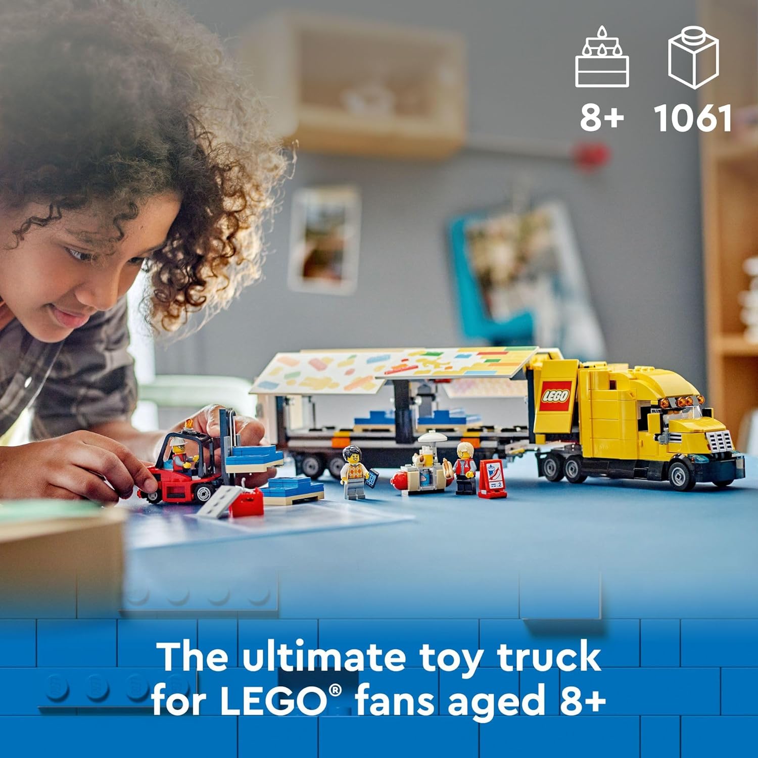 LEGO City Yellow Delivery Truck Toy, Comes with a Semitruck Model, Forklift and 4 Minifigures for Pretend Play, Fun Birthday Gift Idea for Kids' 8 Years Old and Up, 60440 image 2