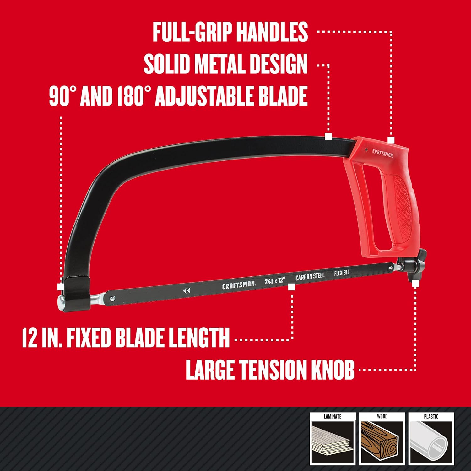 CRAFTSMAN Hand Saw, 12-Inch Hacksaw (CMHT20138) image 2