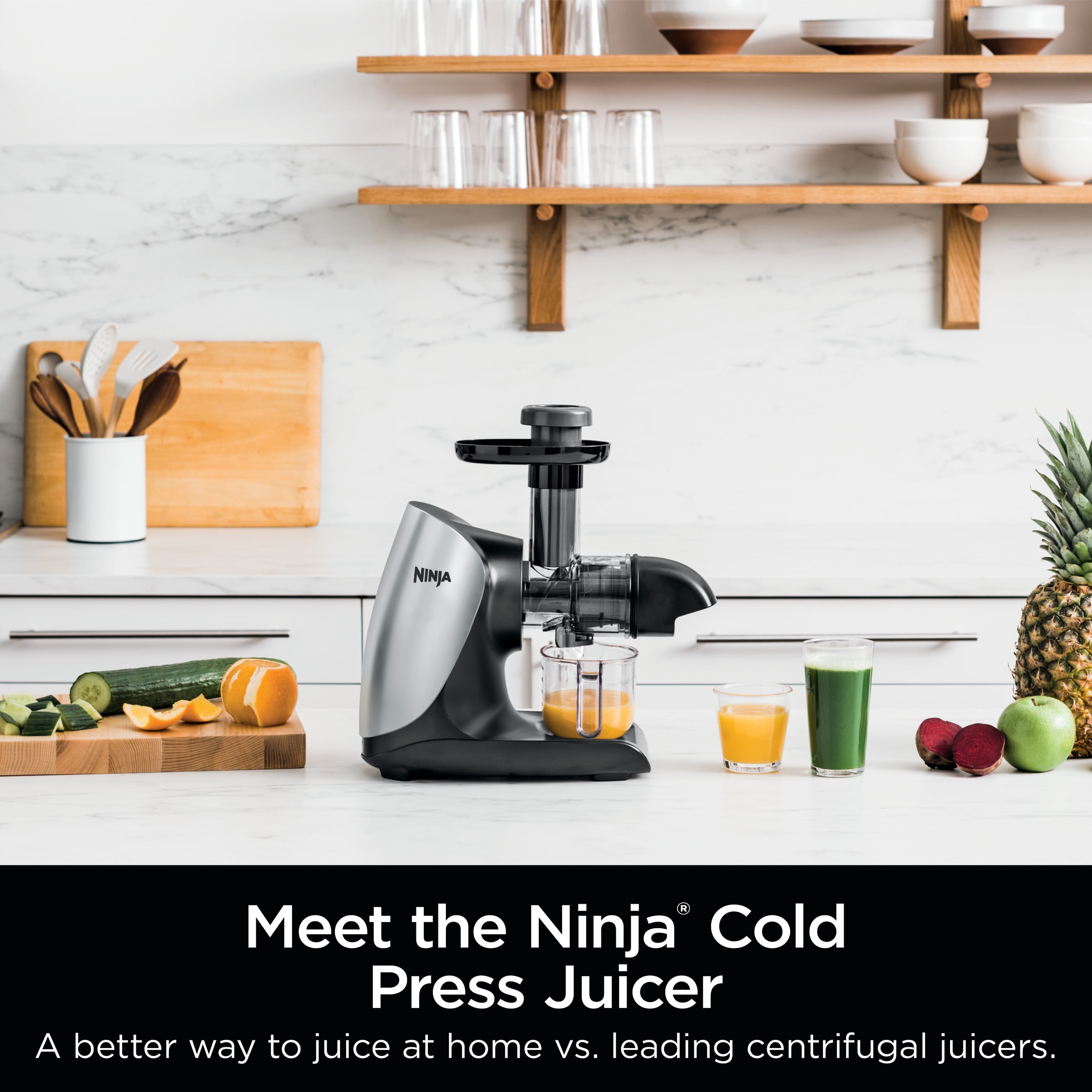 Ninja® Cold Press Juicer Pro Powerful Slow Juicer, 150 Watts, Total Pulp Control, Cloud Silver, JC100 image 4