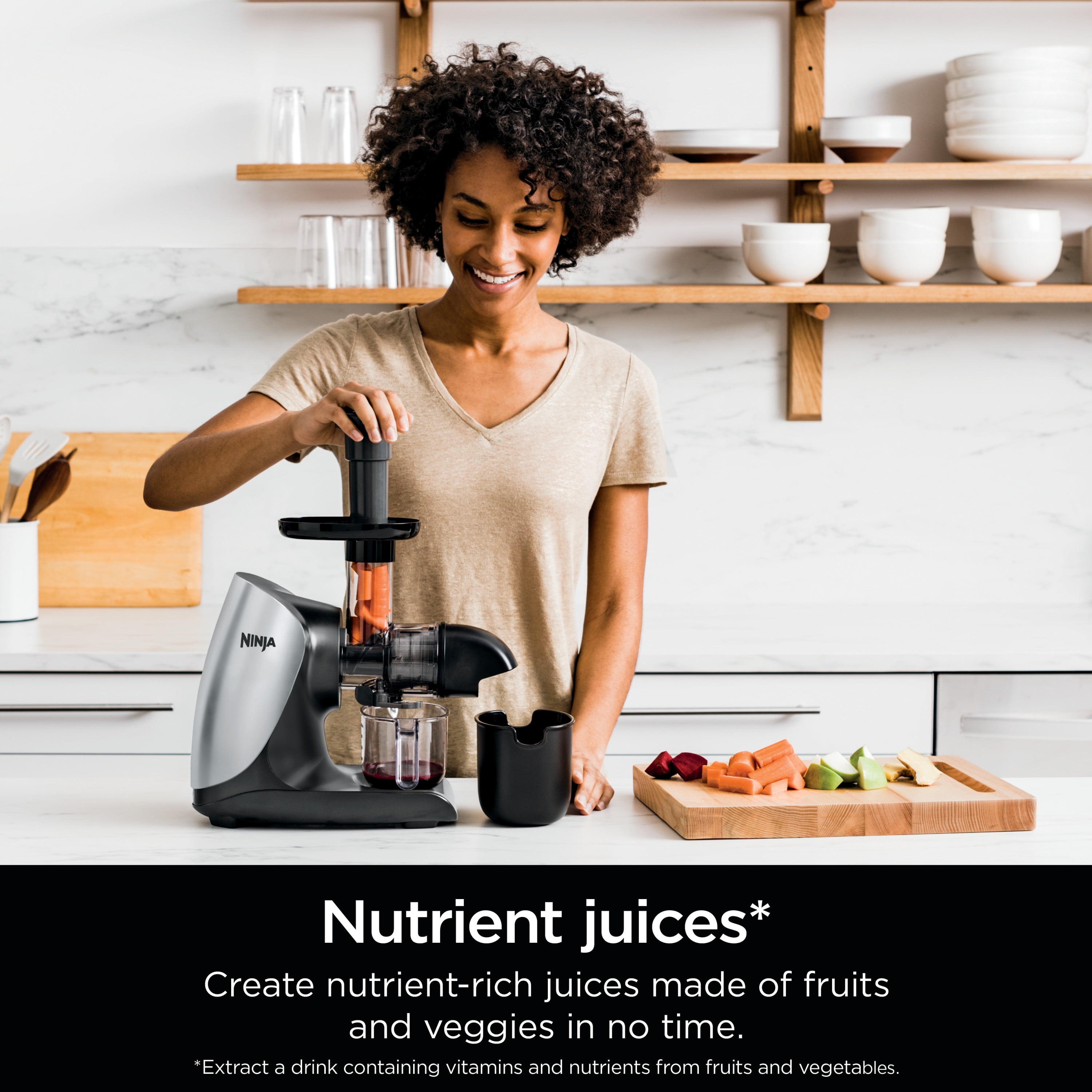 Ninja® Cold Press Juicer Pro Powerful Slow Juicer, 150 Watts, Total Pulp Control, Cloud Silver, JC100 image 5