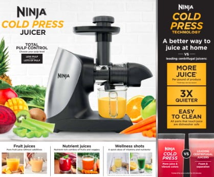 Ninja® Cold Press Juicer Pro Powerful Slow Juicer, 150 Watts, Total Pulp Control, Cloud Silver, JC100 image 13