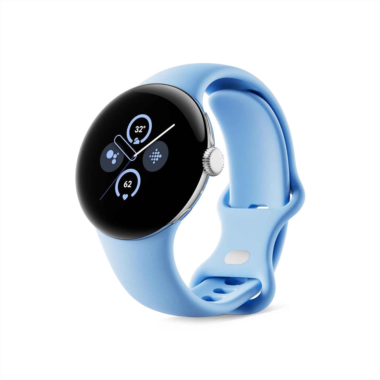 Google Pixel Watch 2 (Previous Model) with the Best of Fitbit - Heart Rate Tracking, Stress Management, Safety Features - Android Smartwatch - Polished Silver Aluminum Case - Bay Active Band - LTE image 1