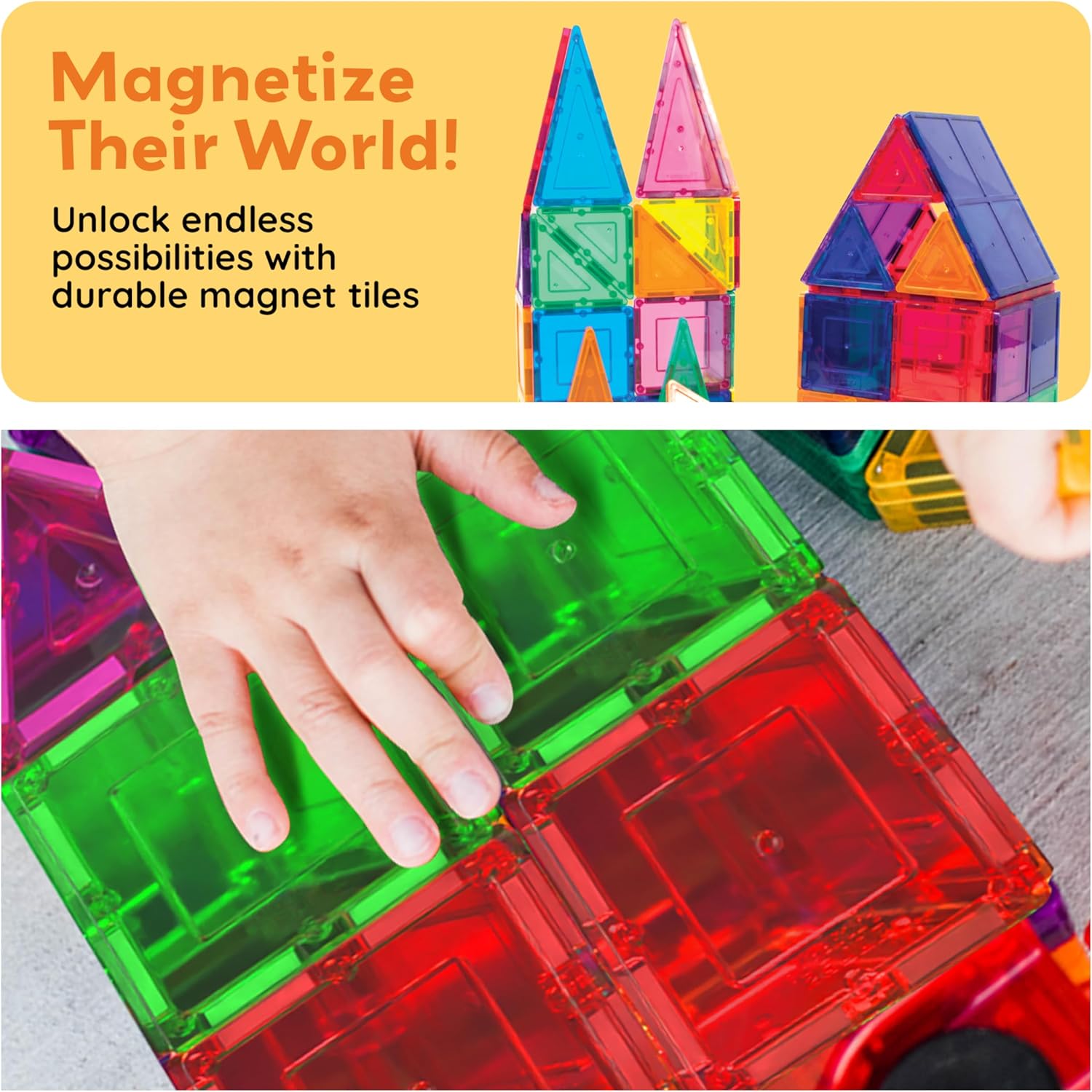 PicassoTiles 100 Piece Set 100pcs Magnet Building Tiles Clear Magnetic 3D Blocks Construction Playboards, Creativity Beyond Imagination, Inspirational, Recreational, Educational Conventional image 5