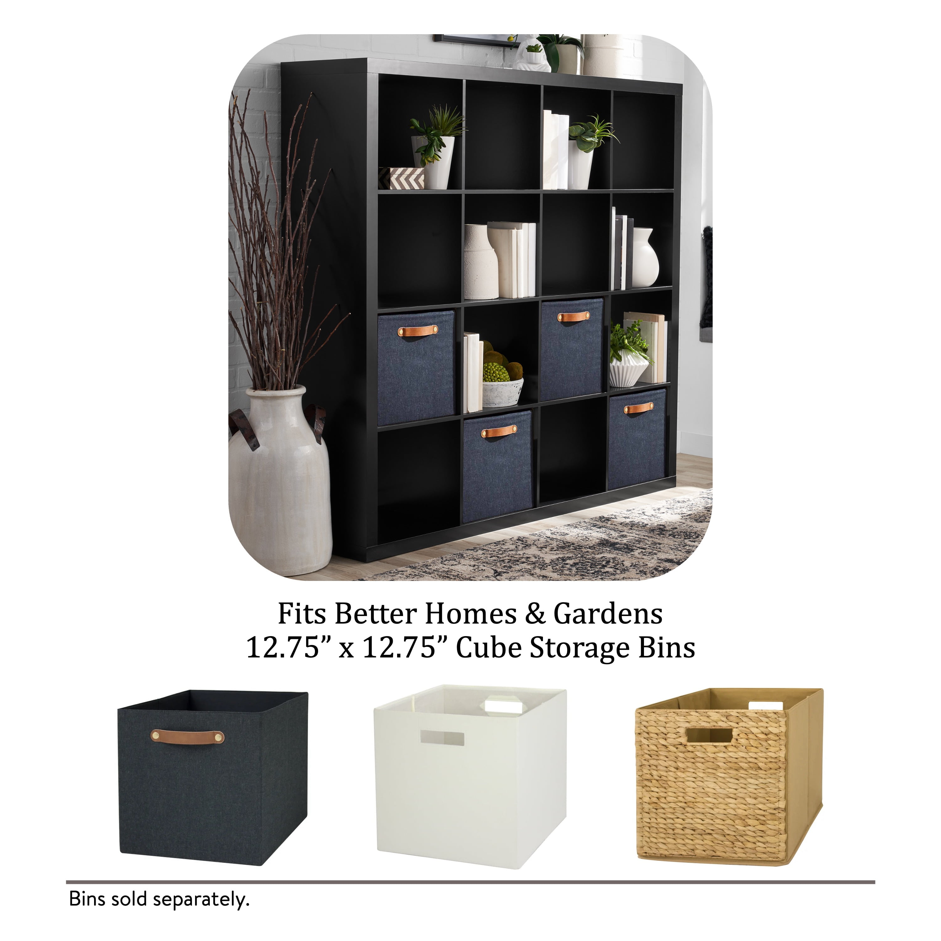 Better Homes & Gardens 16 Cube Storage Organizer, Solid Black image 6