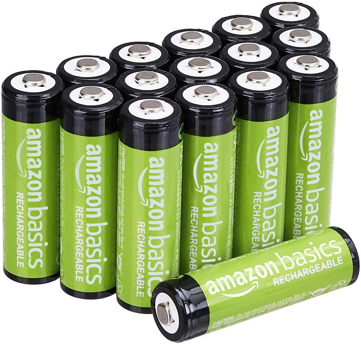Amazon Basics Rechargeable AA Batteries, 16-Count, 2000 mAh, NiMH, Recharge up to 1000x Times, Pre-Charged image 1