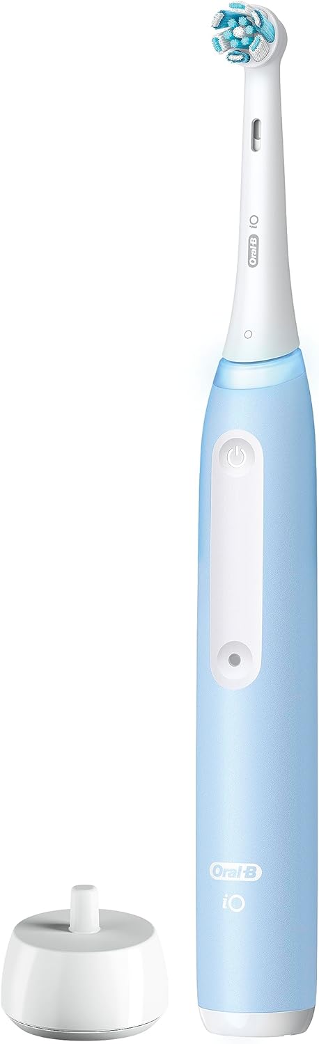 Oral-B iO Deep Clean Rechargeable Electric Powered Toothbrush, Icy Blue with iO Series 3 Limited, 2 Brush Heads and Travel Case - Pressure Sensor to Protect Gums - 3 Cleaning Settings - 2 Minute Timer image 4