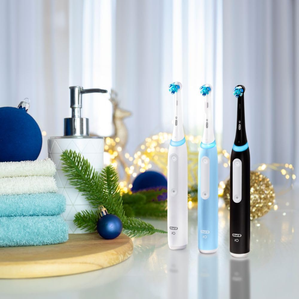 Oral-B iO Deep Clean Rechargeable Electric Powered Toothbrush, Icy Blue with iO Series 3 Limited, 2 Brush Heads and Travel Case - Pressure Sensor to Protect Gums - 3 Cleaning Settings - 2 Minute Timer image 9