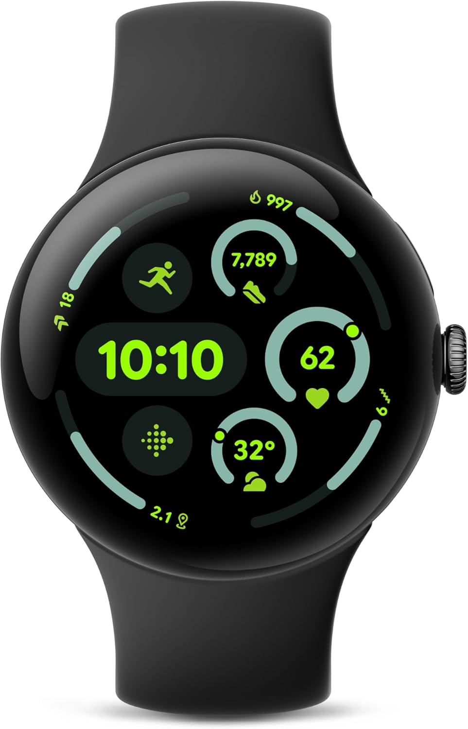 Google Pixel Watch 3 (45mm) Latest Model - Android Smartwatch, Heart Rate Tracking, Fitbit Advanced Running, Fitness Insights, 24-Hour Battery - Matte Black Aluminum Case - Obsidian Band - Wi-Fi image 1