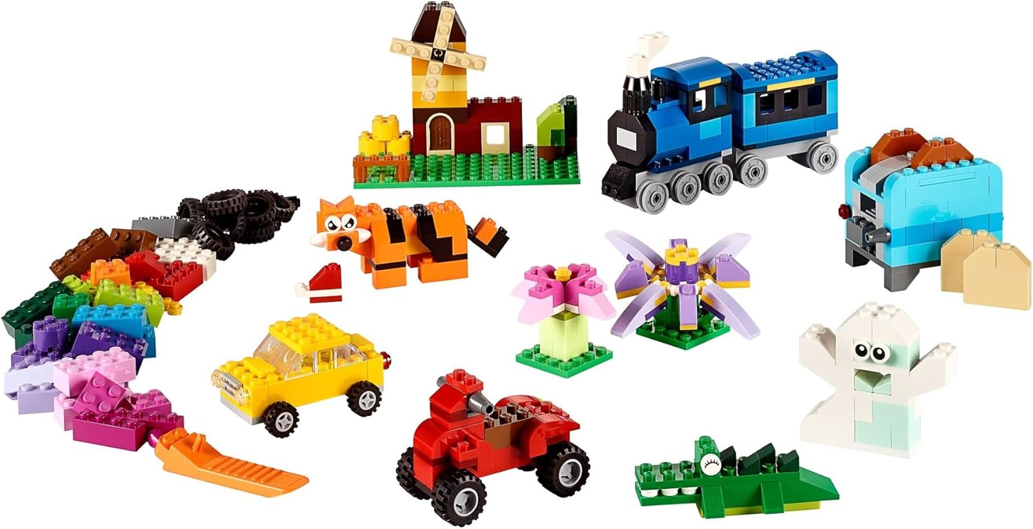 LEGO Classic Medium Creative Brick Box 10696 Building Toy Set - Featuring Storage, Includes Train, Car, and a Tiger Figure, and Playset for Kids, Boys, and Girls Ages 4-99 image 2