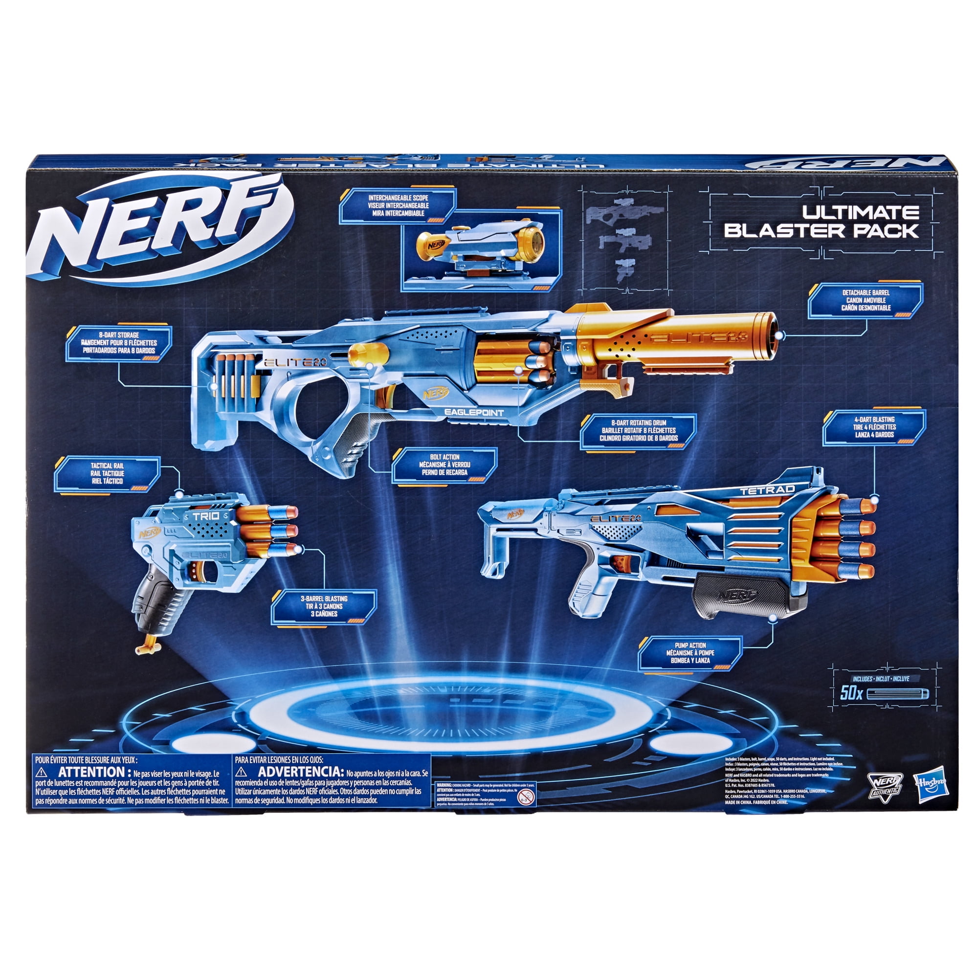 Nerf Elite 2.0 Ultimate Blaster Pack, 3 Blasters, 50 Nerf Elite Darts, Detachable Scope and Barrel image 4