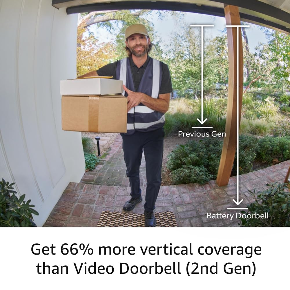 Ring Battery Doorbell, Head-to-Toe Video, Live View with Two-Way Talk, and Motion Detection & Alerts (newest model), Satin Nickel image 3
