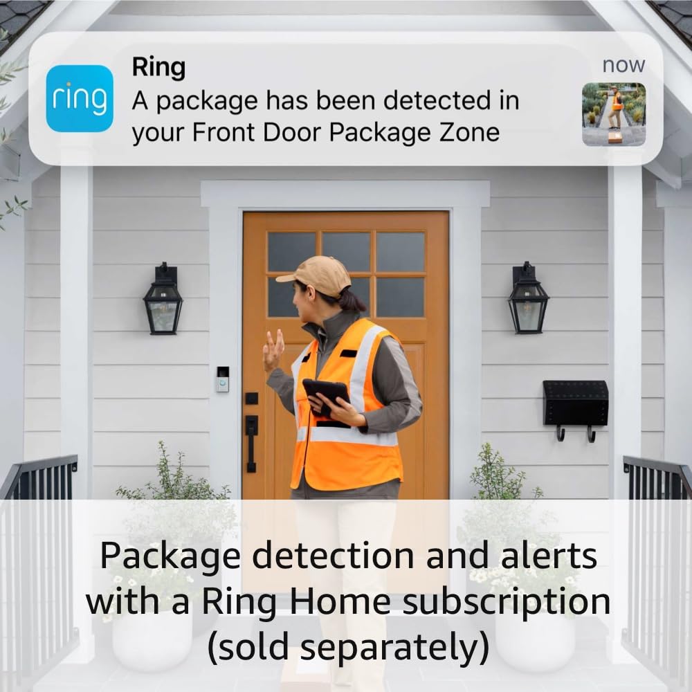 Ring Battery Doorbell, Head-to-Toe Video, Live View with Two-Way Talk, and Motion Detection & Alerts (newest model), Satin Nickel image 4
