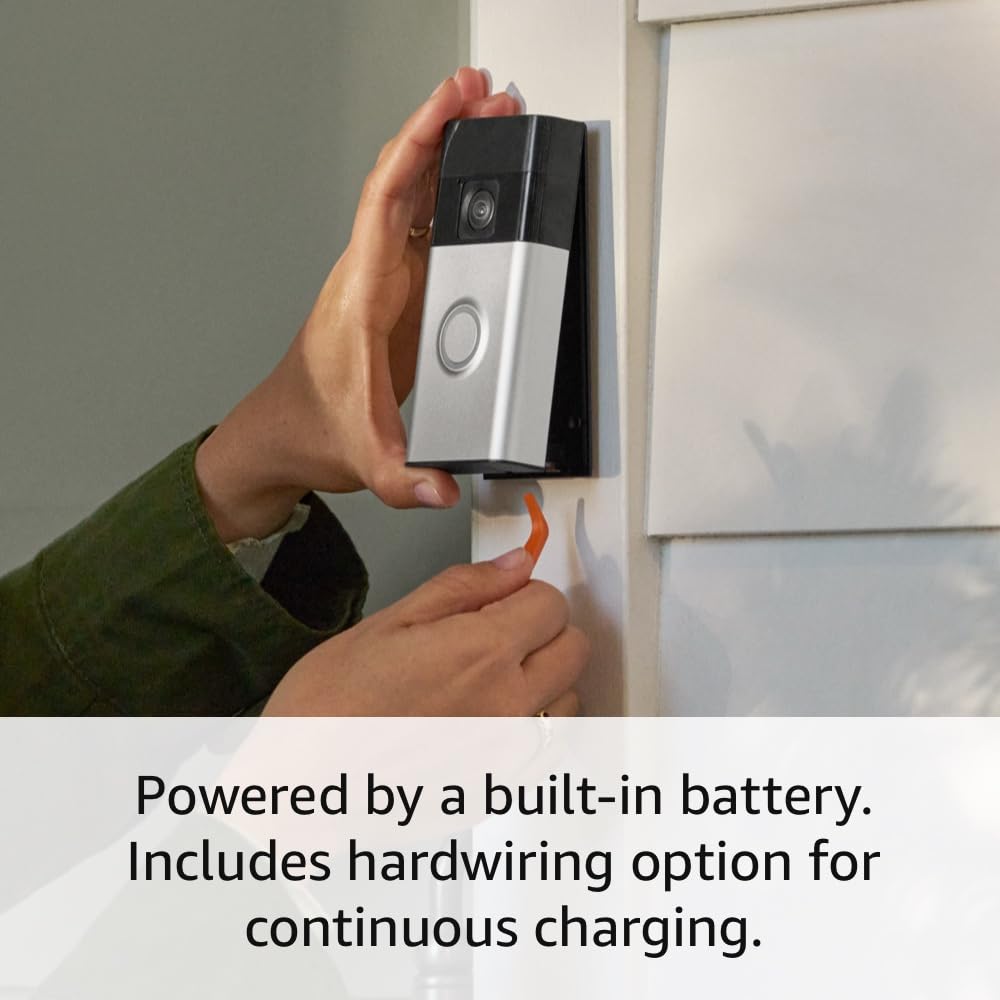Ring Battery Doorbell, Head-to-Toe Video, Live View with Two-Way Talk, and Motion Detection & Alerts (newest model), Satin Nickel image 6