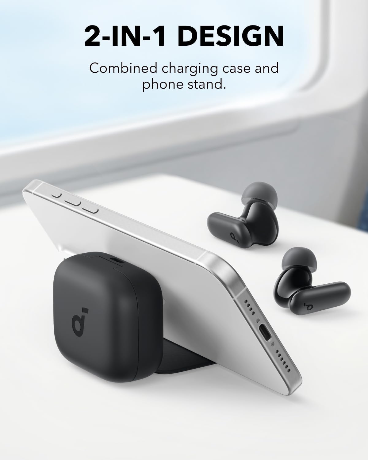 Soundcore P30i by Anker Noise Cancelling Earbuds, Strong and Smart Noise Cancelling, Powerful Bass, 45H Playtime, 2-in-1 Case and Phone Stand, IP54, Wireless Earbuds, Bluetooth 5.4 (Black) image 5