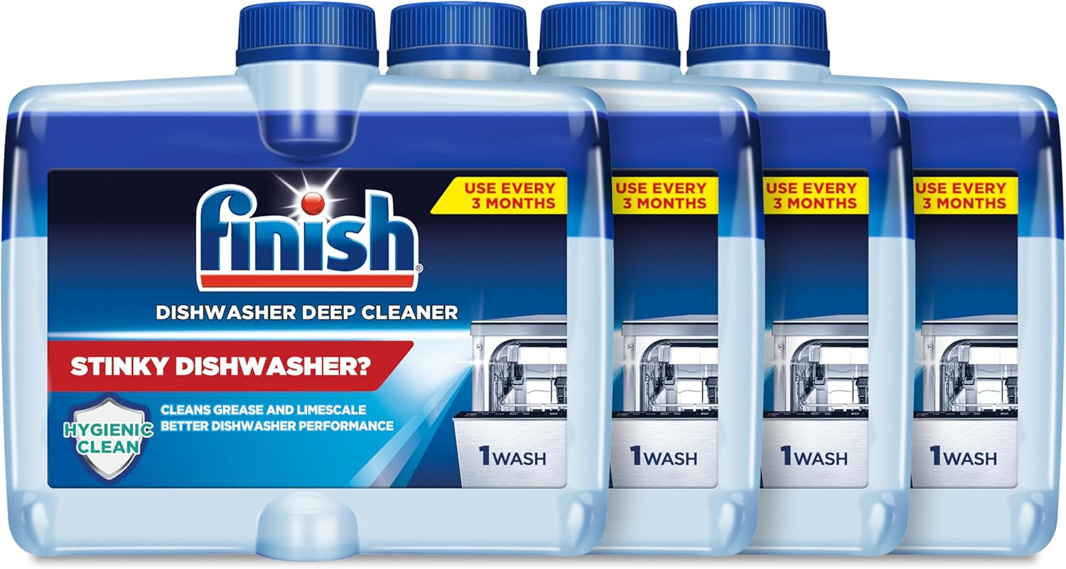 Finish Dishwasher Cleaner Liquid, Deep Cleans Hidden Grease & Limescale, Fights Odors & helps maintain Performance, 1 Year Supply, 8.45oz, 4 Bottle image 1