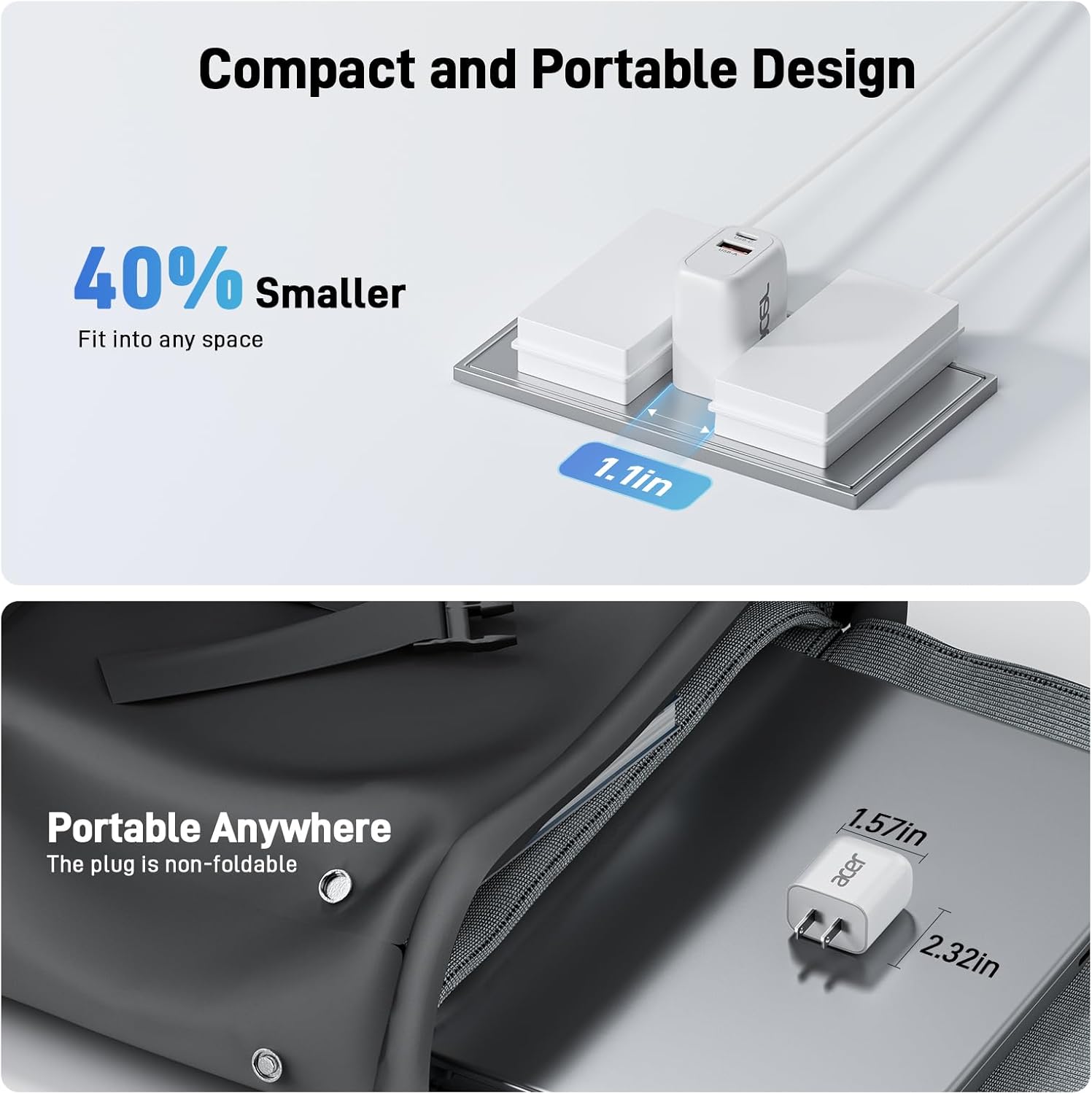 Acer USB C Charger Block, 3-Pack 20W Dual Port Type C Fast Charging, Wall Plug Adapter with 3-Pack 6.6FT Fast Power Cables Compatible with iPhone 16/15/ iPad Pro/ Air/ AirPods, iwatch, Galaxy image 6
