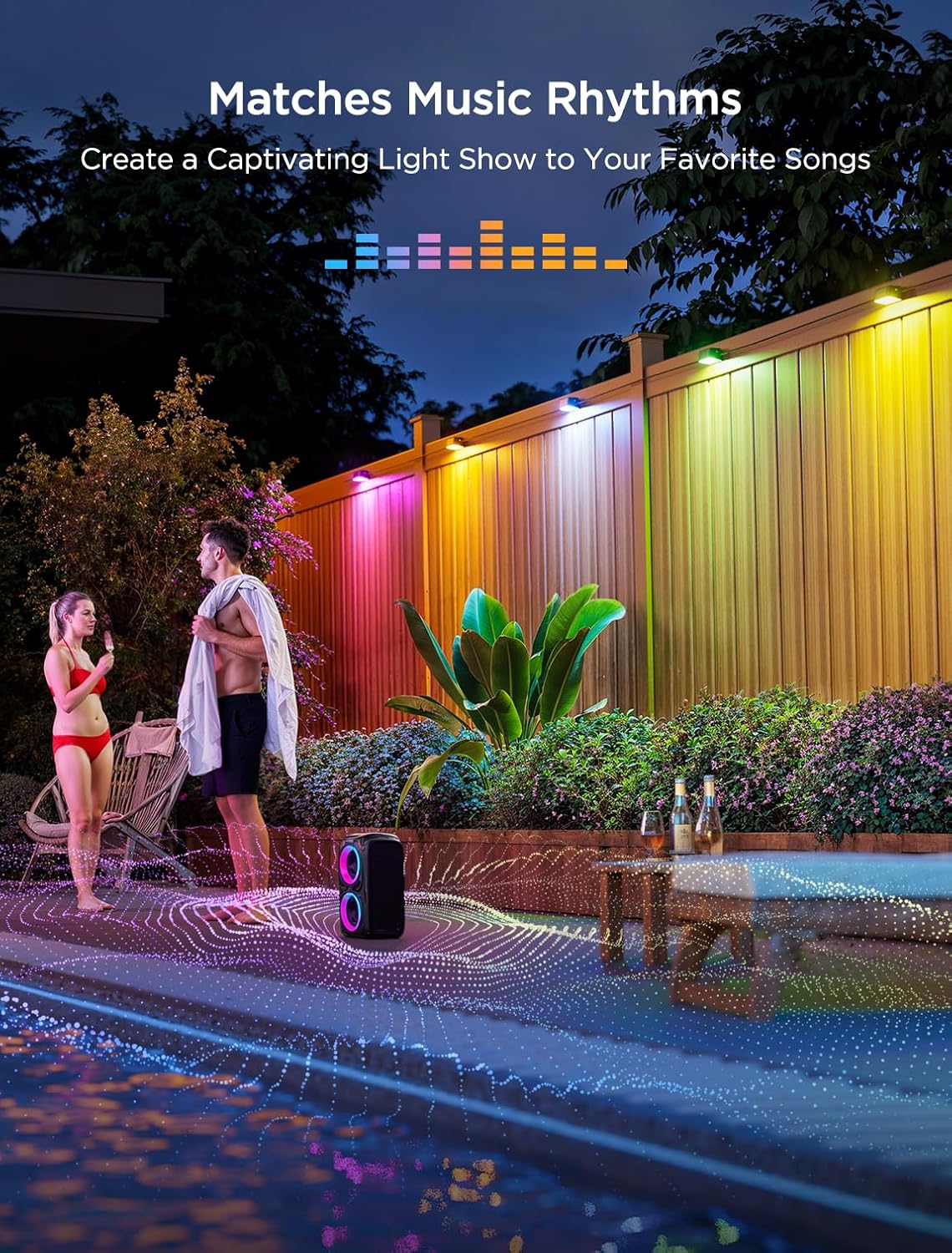 Govee Outdoor Deck Lights, Multicolor Outdoor Fence Lights, IP65 Waterproof Outdoor Lights with Smart Control, Preset Sences, Music Mode for Patio Decor, Wired 12 Packs (72ft) image 6