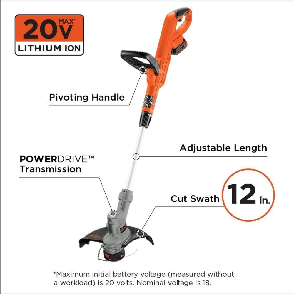 BLACK+DECKER 20V MAX Lithium 12 inch Trimmer/Edger (LST300) image 6