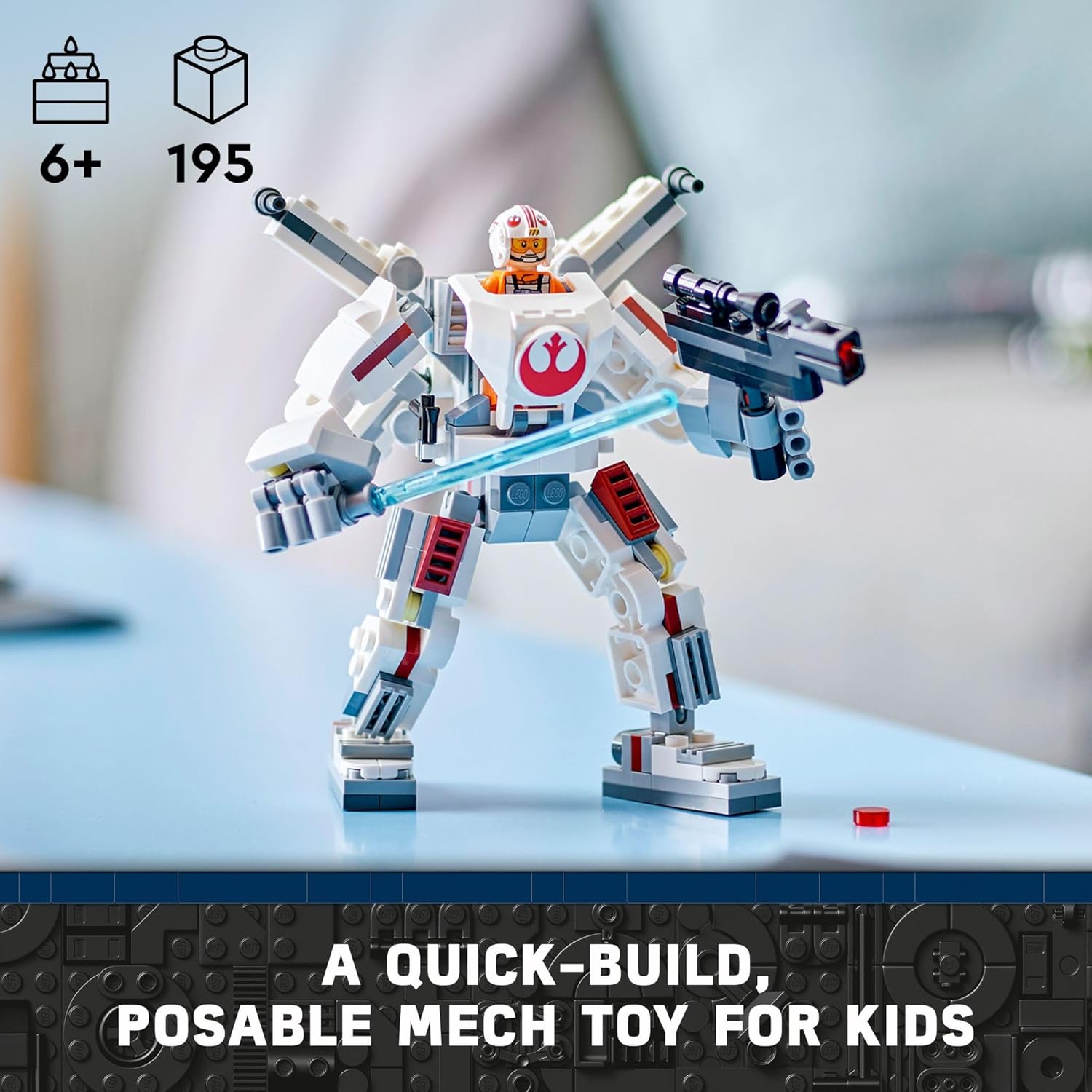 LEGO Star Wars Luke Skywalker X-Wing Mech, Buildable Star Wars Action Figure with Luke Skywalker Toy, Collectible Building Set for Kids, Creative Star Wars Gift for Boys and Girls Ages 6 and Up, 75390 image 2
