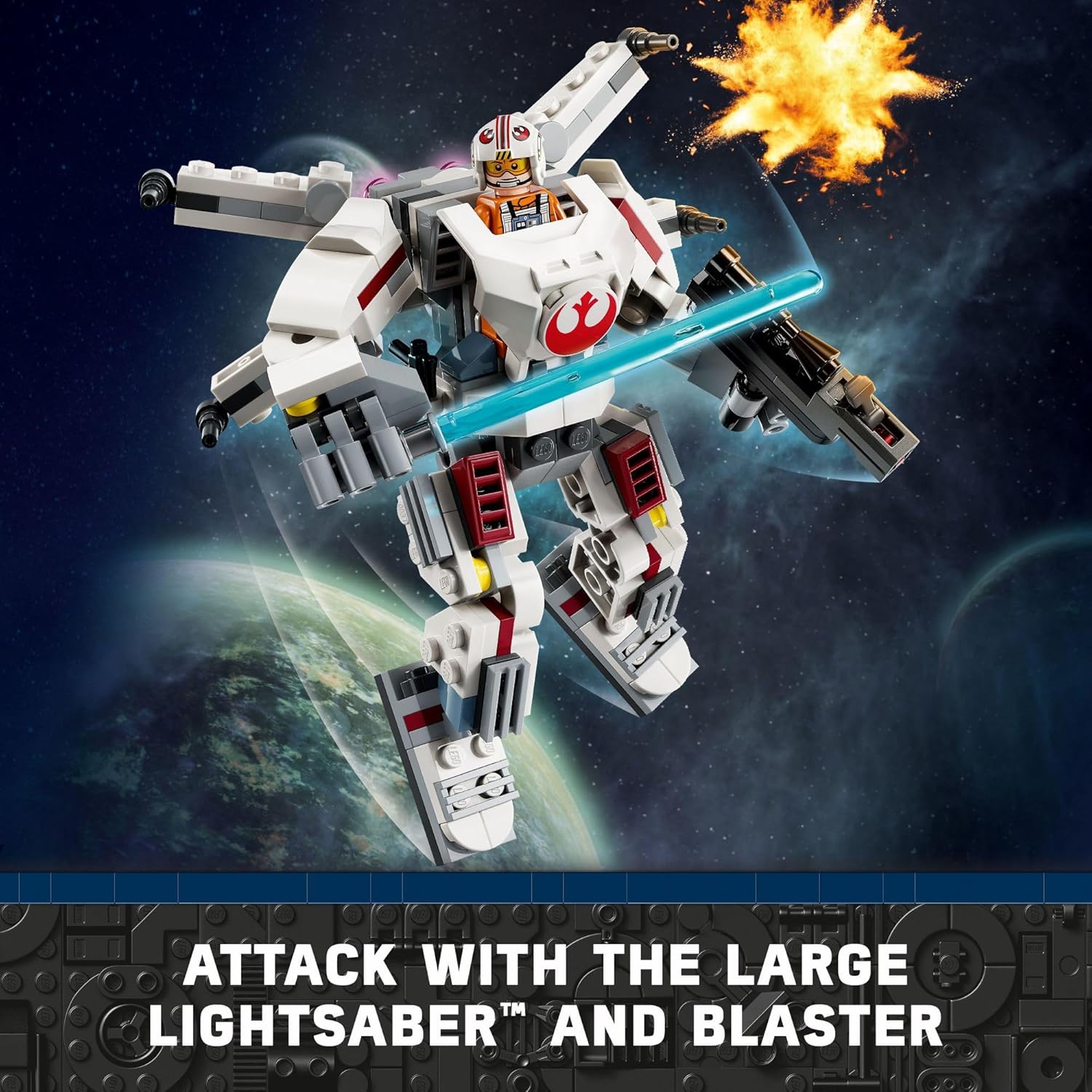 LEGO Star Wars Luke Skywalker X-Wing Mech, Buildable Star Wars Action Figure with Luke Skywalker Toy, Collectible Building Set for Kids, Creative Star Wars Gift for Boys and Girls Ages 6 and Up, 75390 image 4