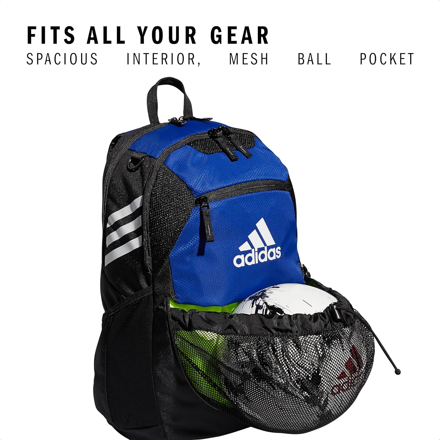 adidas Stadium Team Sports Backpack for Men and Women (36l) Durable Athletic Laptop Bag, Royal Blue/3.0, One Size image 2