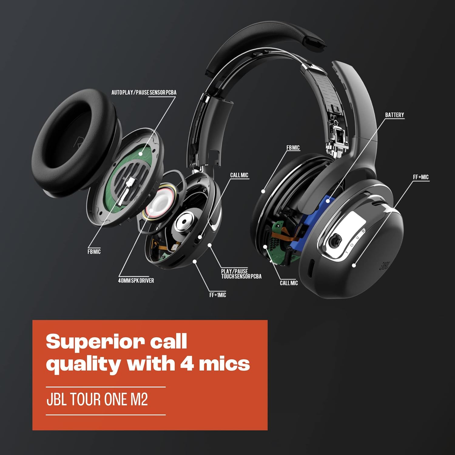 JBL Tour One M2 - Wireless Over-Ear Noise Cancelling Headphones (Black), Medium image 6