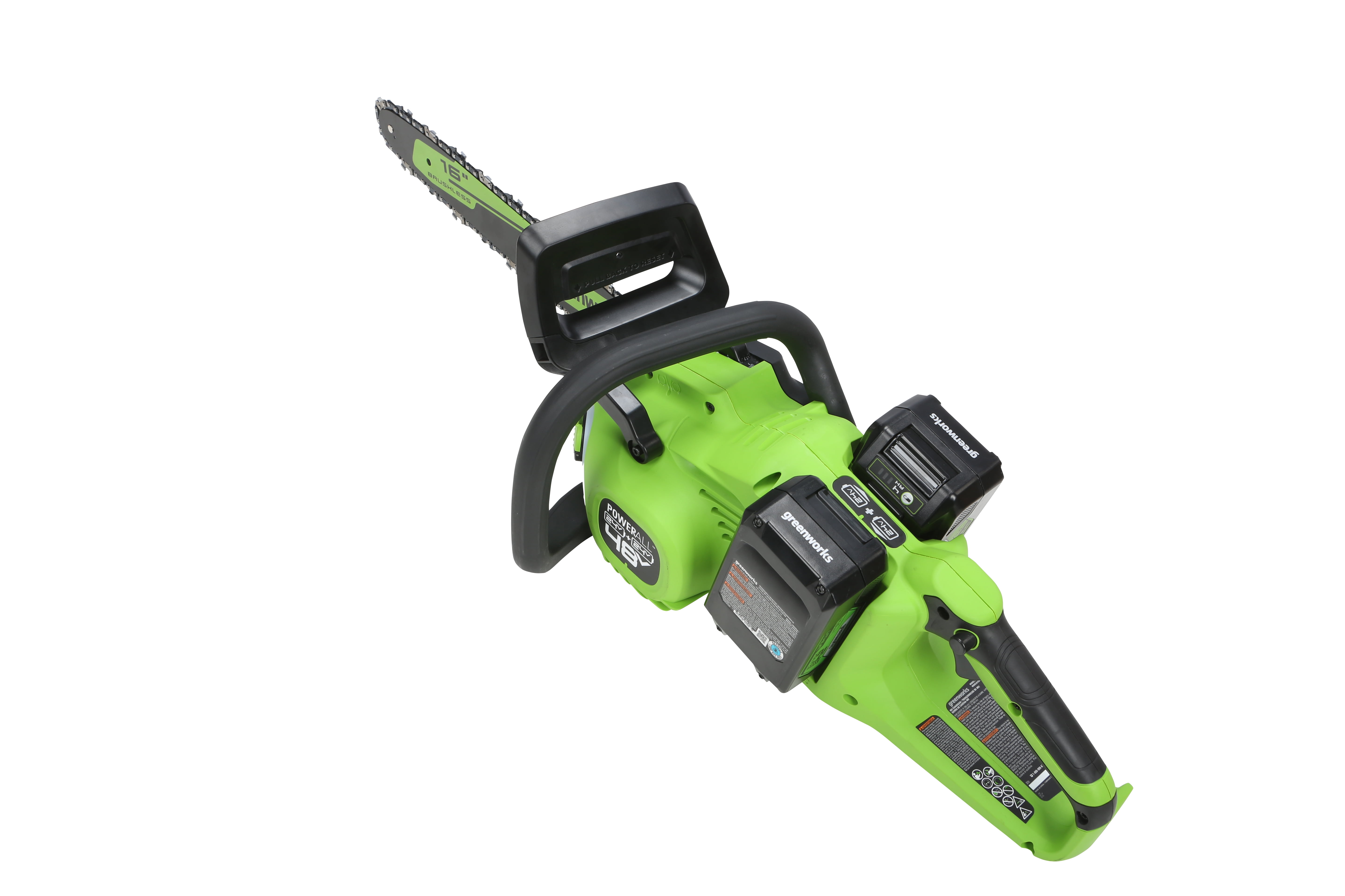 Greenworks 48V (2x24V) 16" Brushless Chainsaw + (2) 4Ah USB Batteries & Dual Port Charger 2018002 image 4
