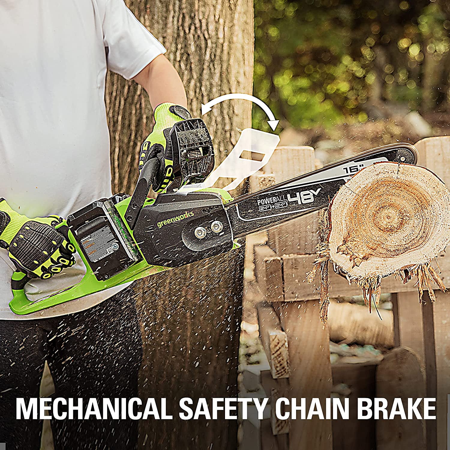 Greenworks 48V (2x24V) 16" Brushless Chainsaw + (2) 4Ah USB Batteries & Dual Port Charger 2018002 image 8