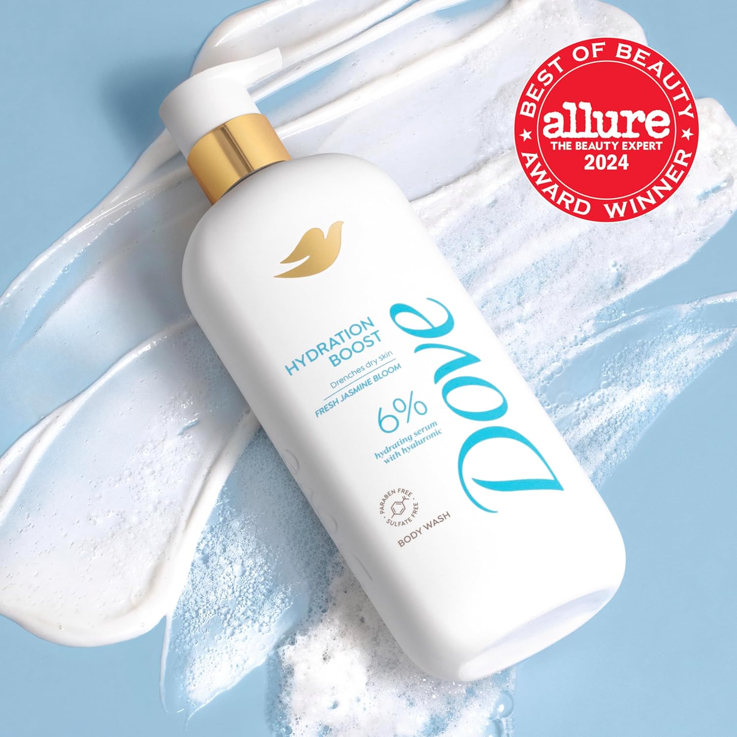 Dove Serum Body Wash Hydration Boost actively drenches dry skin with Hyaluronic Acid Serum 18.5 Fl Oz image 2