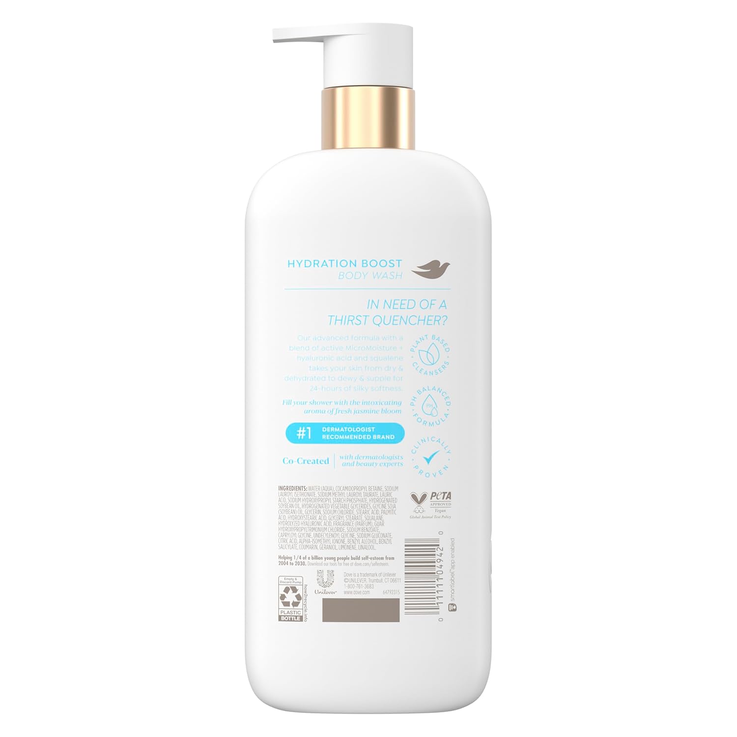 Dove Serum Body Wash Hydration Boost actively drenches dry skin with Hyaluronic Acid Serum 18.5 Fl Oz image 3