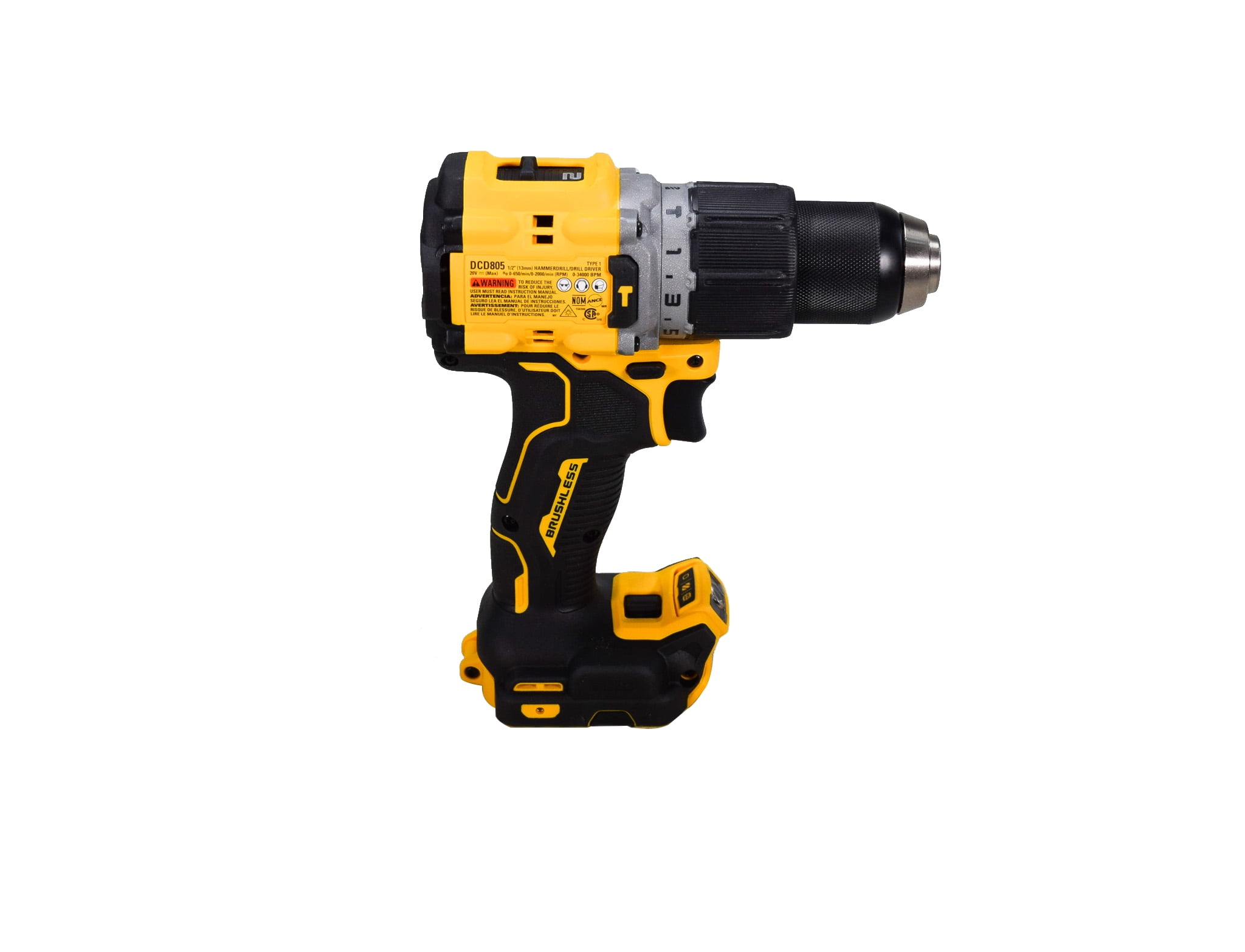Dewalt DCD805B 20V Compact Cordless 1/2" Brushless Hammer Drill (Tool Only) image 6
