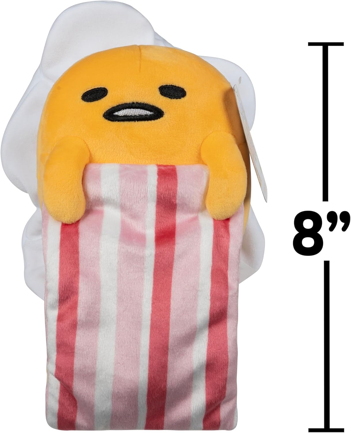 Jazwares Hello Kitty and Friends - 8” Gudetama Squishy Plush with a Bacon Blanket - Officially Licensed Sanrio Product Ages 6+ image 4