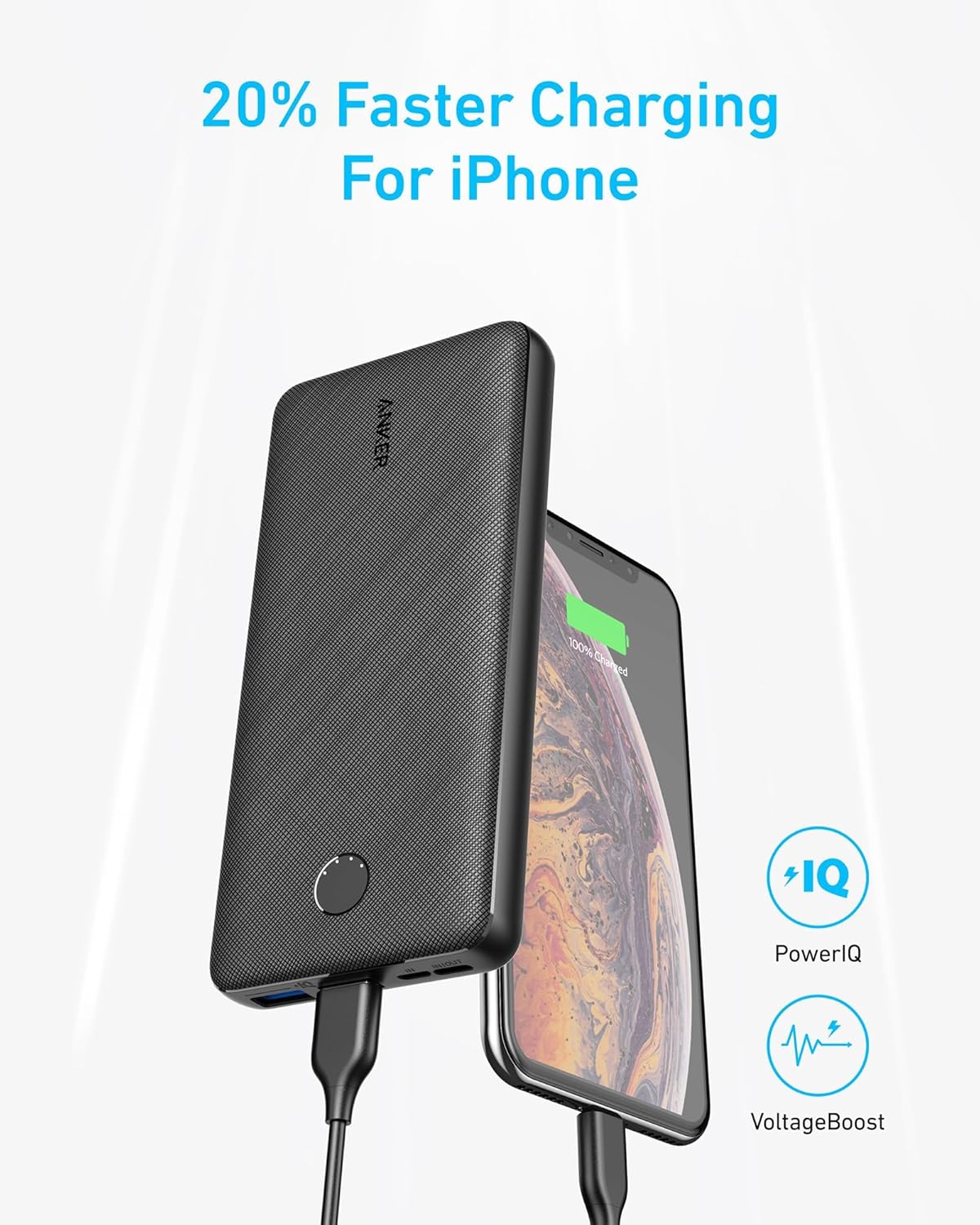 Anker Portable Charger, 325 Power Bank (PowerCore Essential 20K), 20K Battery Pack with 15W Charging, PowerIQ, 2 USB-A, 1 Micro USB, 1 Input and Output USB-C Ports for iPhone Series, AirPods, and More image 3