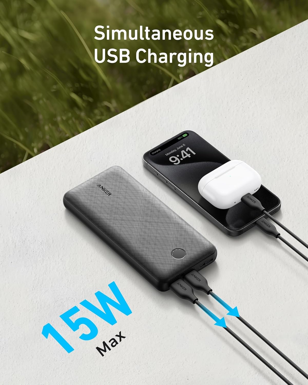 Anker Portable Charger, 325 Power Bank (PowerCore Essential 20K), 20K Battery Pack with 15W Charging, PowerIQ, 2 USB-A, 1 Micro USB, 1 Input and Output USB-C Ports for iPhone Series, AirPods, and More image 4